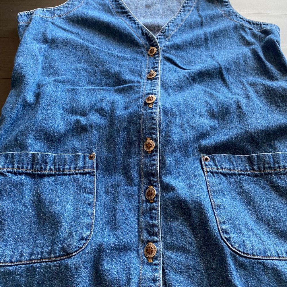 Faded Glory Vintage Denim Jumper Dress Large Blue Cotton Button Front 90s y2k - Picture 4 of 9